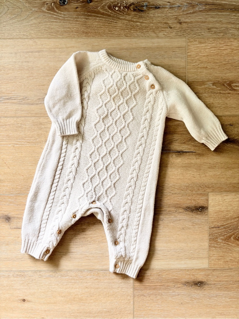 H&M Cream Cable Knit Baby One-Piece Footie